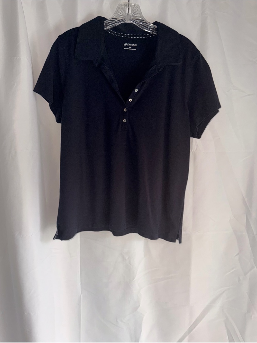 St. John's Bay Navy Blue Polo with Button Placket Top